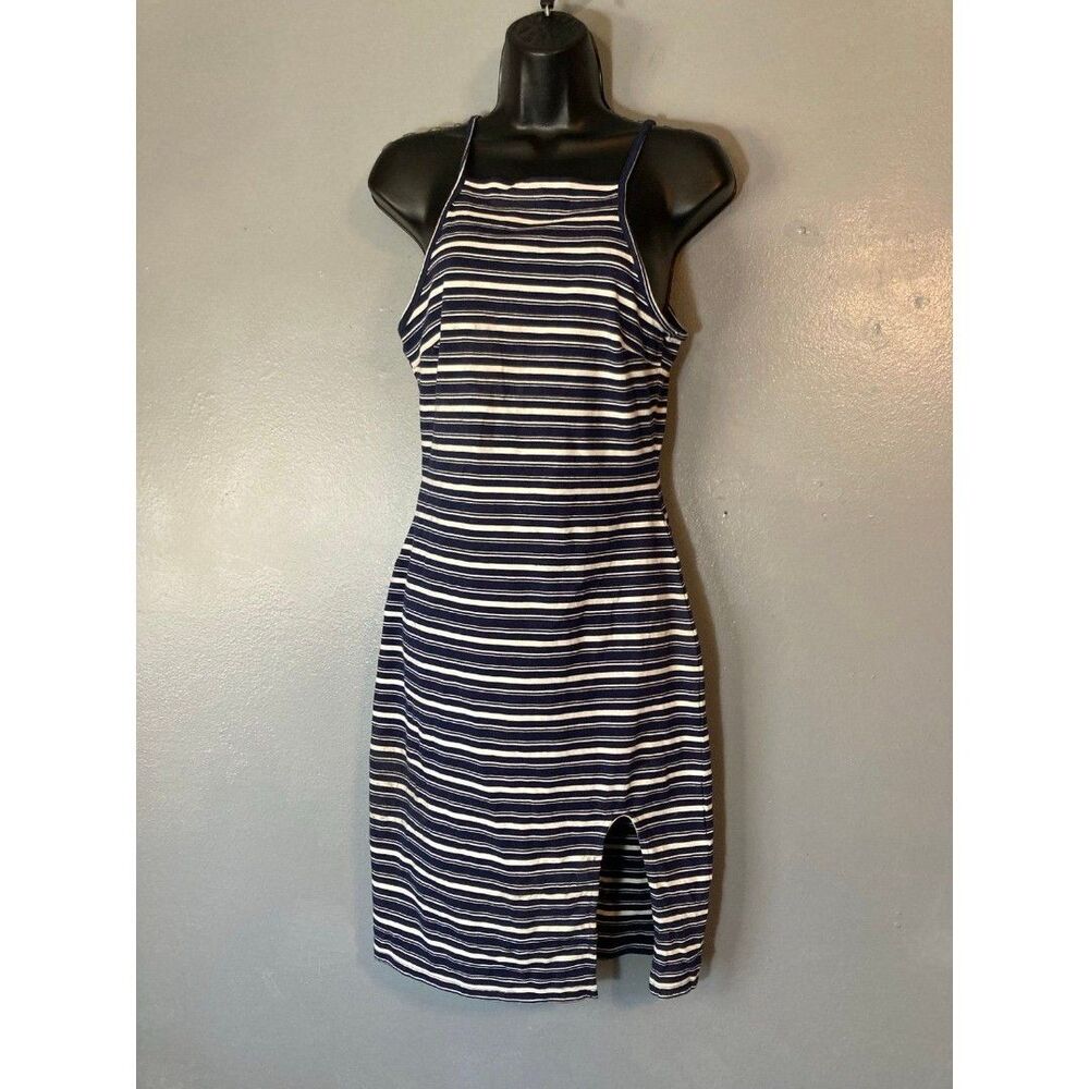Charlotte Russe navy blue striped dress nwt